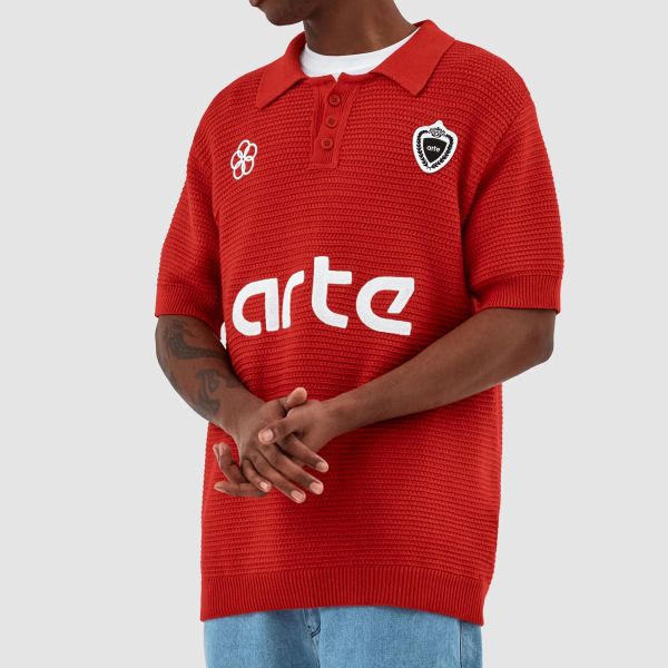 Arte Antwerp Simon Knitted Polo Rood