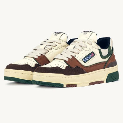 Autry CLC Low Sneaker Off White/Bruin/Groen