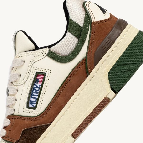 Autry CLC Low Sneaker Off White/Bruin/Groen