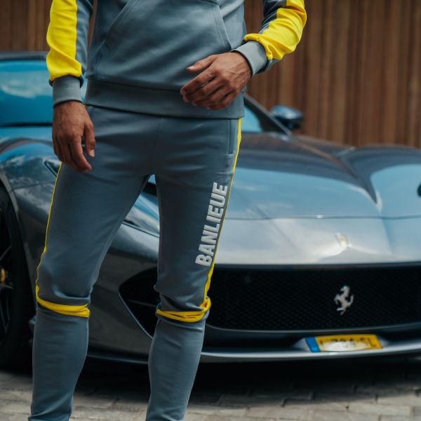 banlieue 3d crewneck trainingspak geel grijs 3