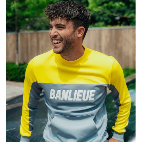 banlieue 3d crewneck trainingspak geel grijs