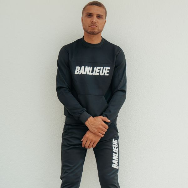 banlieue 3d crewneck trainingspak zwart