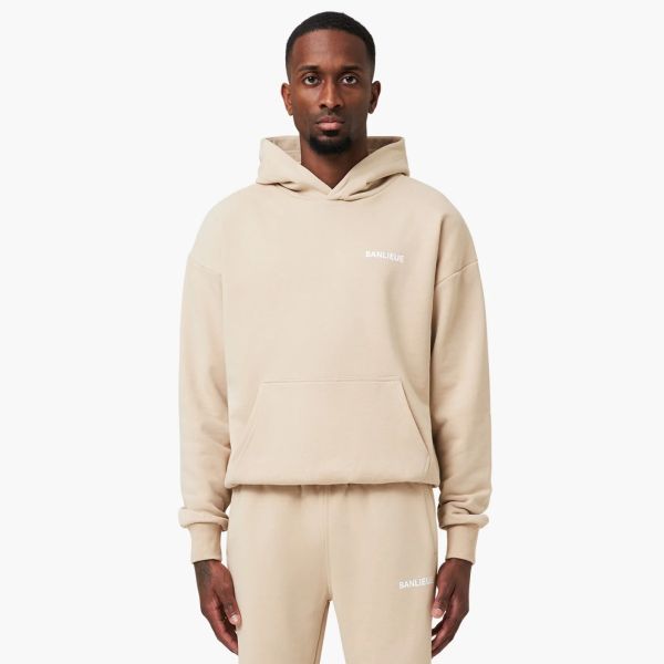 Banlieue Script Hoodie Beige