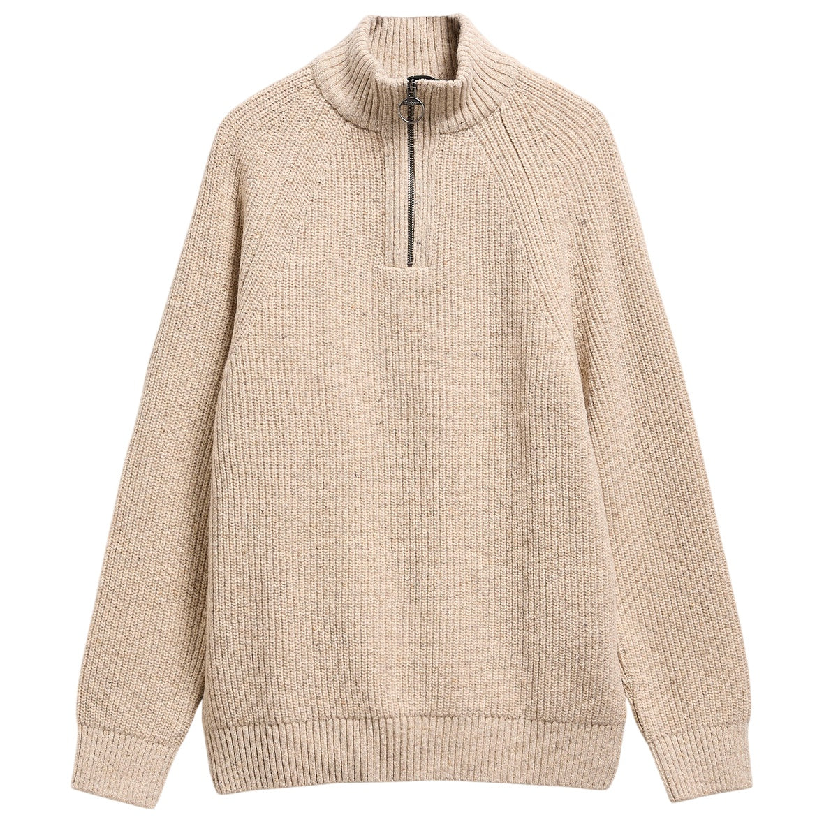 Barbour Essentials Fleck Half Zip Sweater Beige