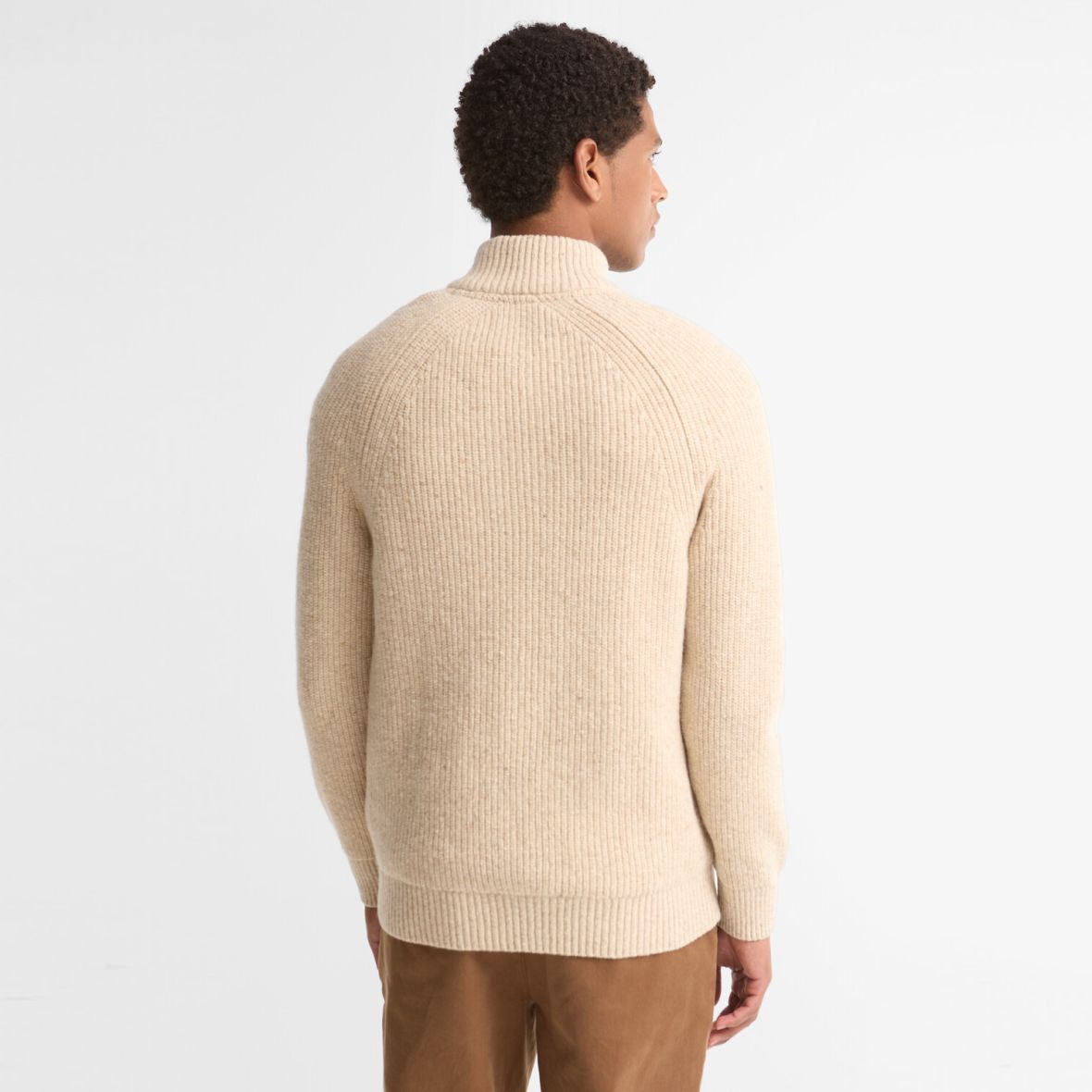 Barbour Essentials Fleck Half Zip Sweater Beige