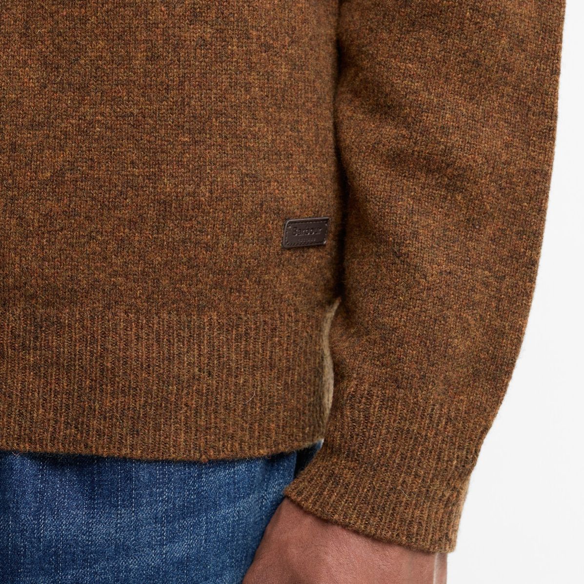 Barbour Essential Patch Half Zip Knitted Sweater Bruin