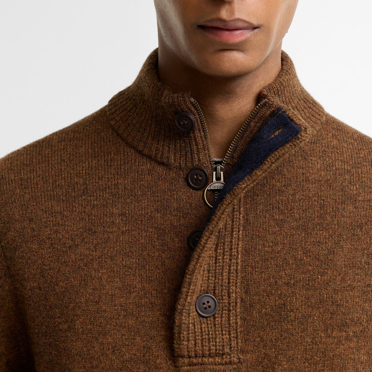 Barbour Essential Patch Half Zip Knitted Sweater Bruin