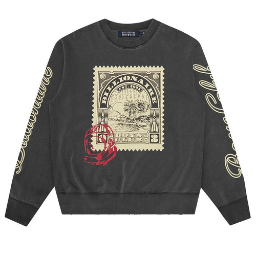 Billionaire Boys Club Stamp Distressed Oversized Sweater Zwart
