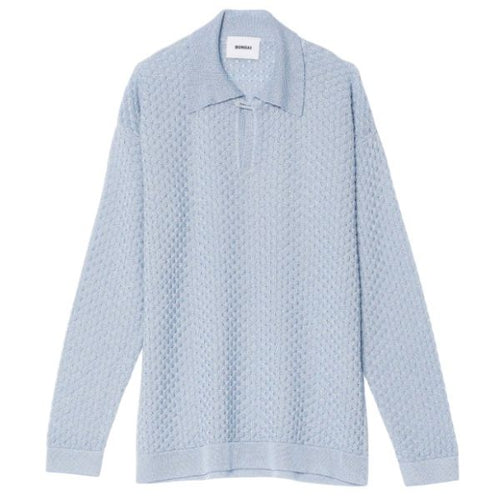 Bonsai Keyhole Longsleeve Knit Polo Blauw