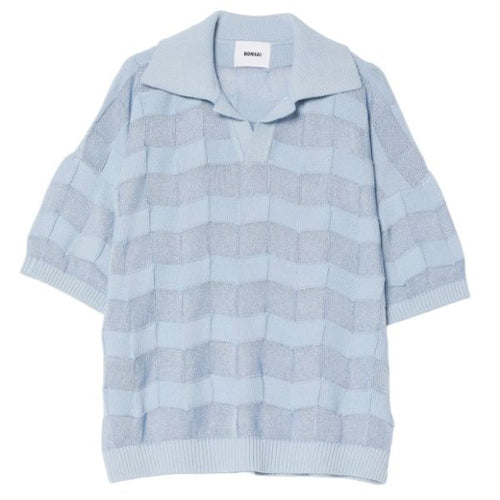 Bonsai Stripes Knit Polo Blauw