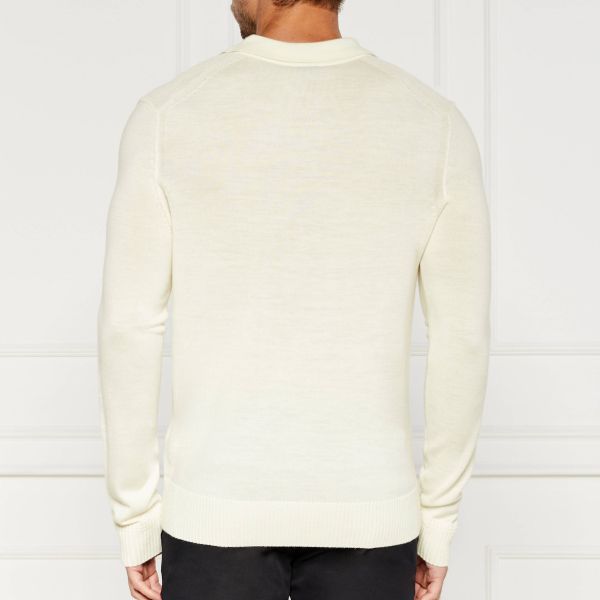 Boss Asac Longsleeve Polo Off White