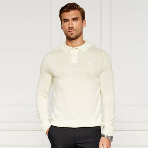 Boss Asac Longsleeve Polo Off White
