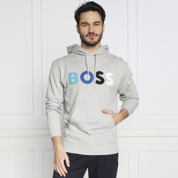 Boss Colour Logo Hoodie Grijs