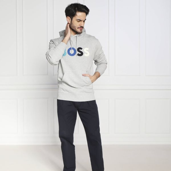 Boss Colour Logo Hoodie Grijs