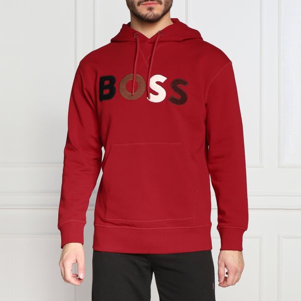 Boss Colour Logo Hoodie Rood