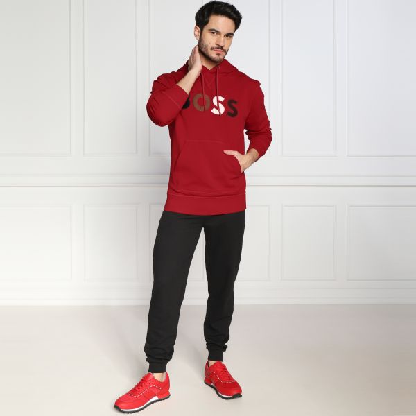Boss Colour Logo Hoodie Rood