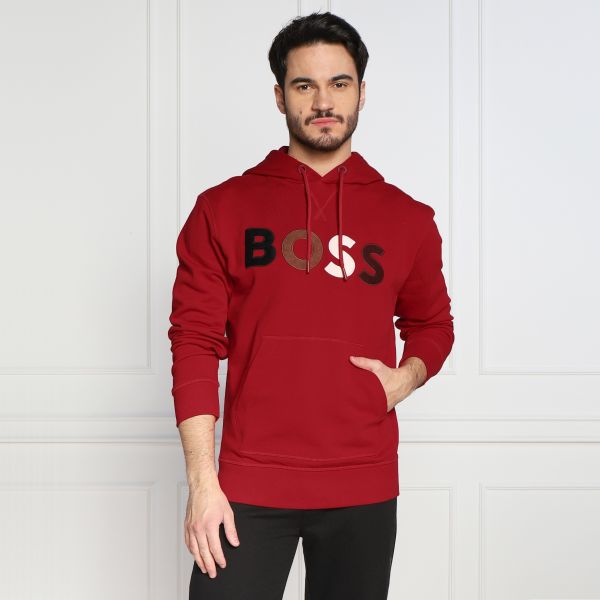 Boss Colour Logo Hoodie Rood