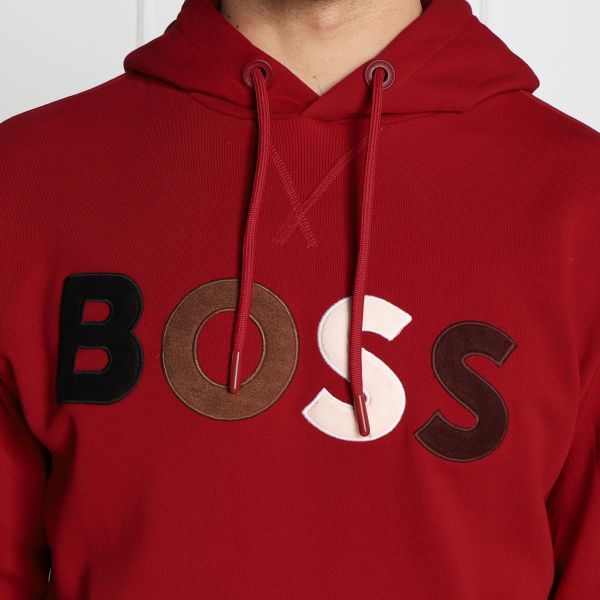Boss Colour Logo Hoodie Rood