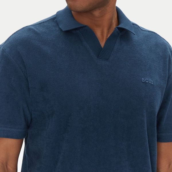Boss Doubletowel Polo Blauw
