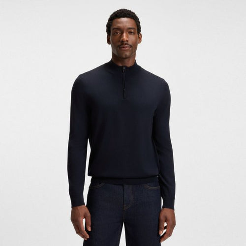 Boss Ebenji Half Zip Sweater Navy