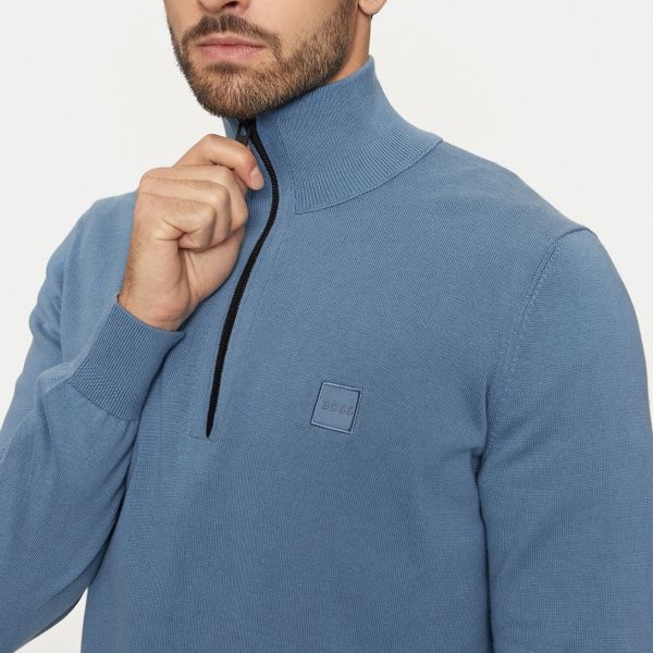 Boss Kanobix Zip Mock Sweater Blauw