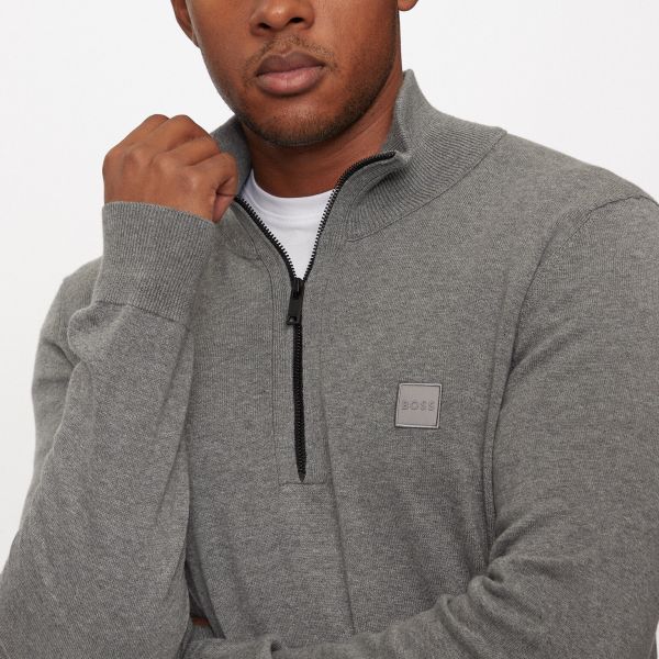 Boss Kanobix Zip Mock Sweater Grijs