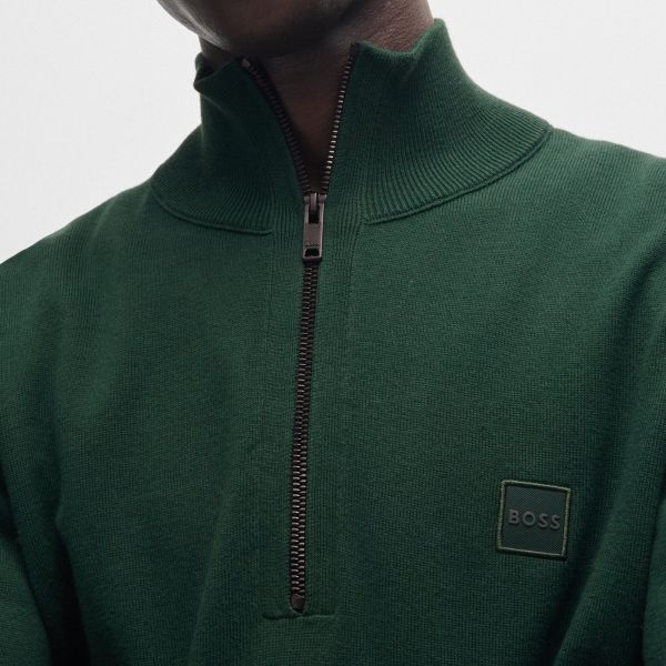 Boss Kanobix Zip Mock Sweater Donker Groen