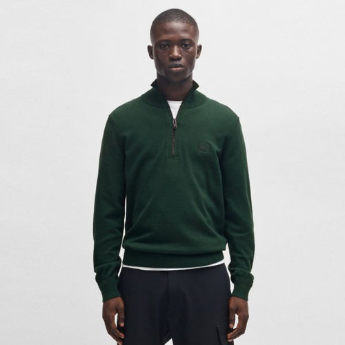 Boss Kanobix Zip Mock Sweater Donker Groen