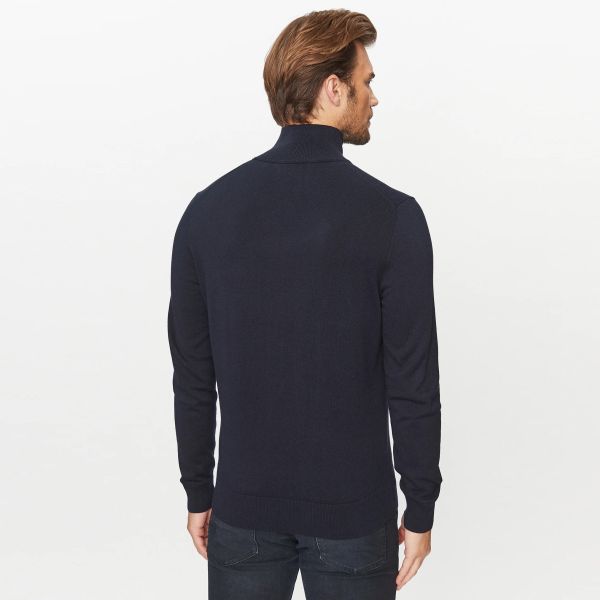 Boss Kanobix Zip Mock Sweater Navy
