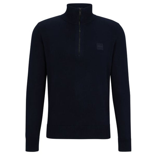 Boss Kanobix Zip Mock Sweater Navy
