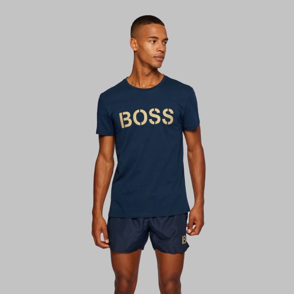 Boss Printed Logo T-shirt Navy