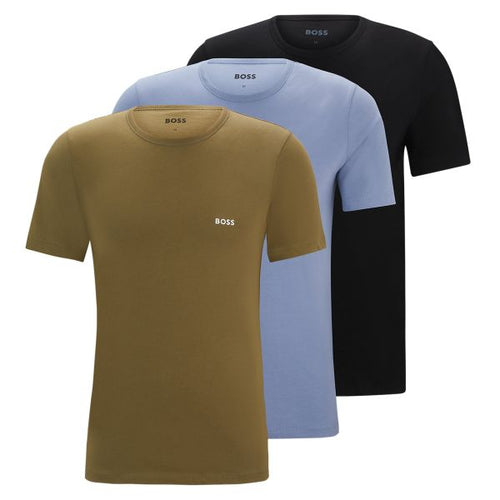 Boss T-shirt 3-Pack Donker Groen/Licht Blauw/Zwart