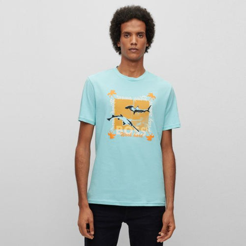 Boss TeeShark T-shirt Blauw