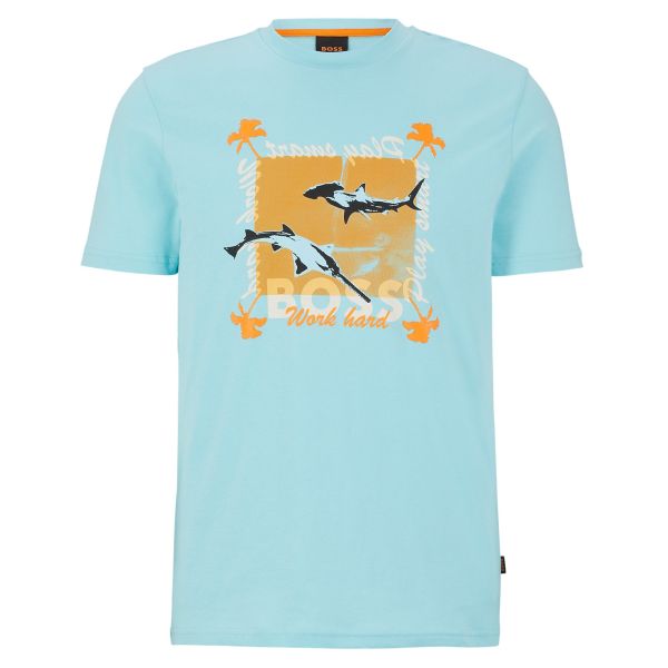 Boss TeeShark T-shirt Blauw