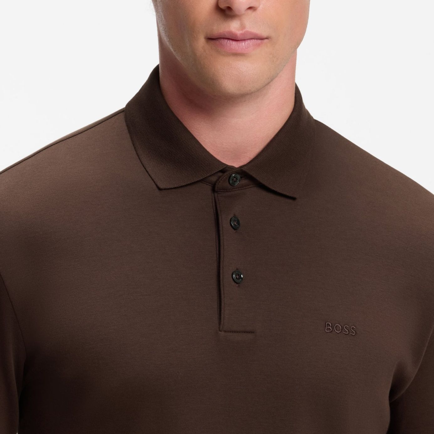 Boss Pado Longsleeve Polo Bruin