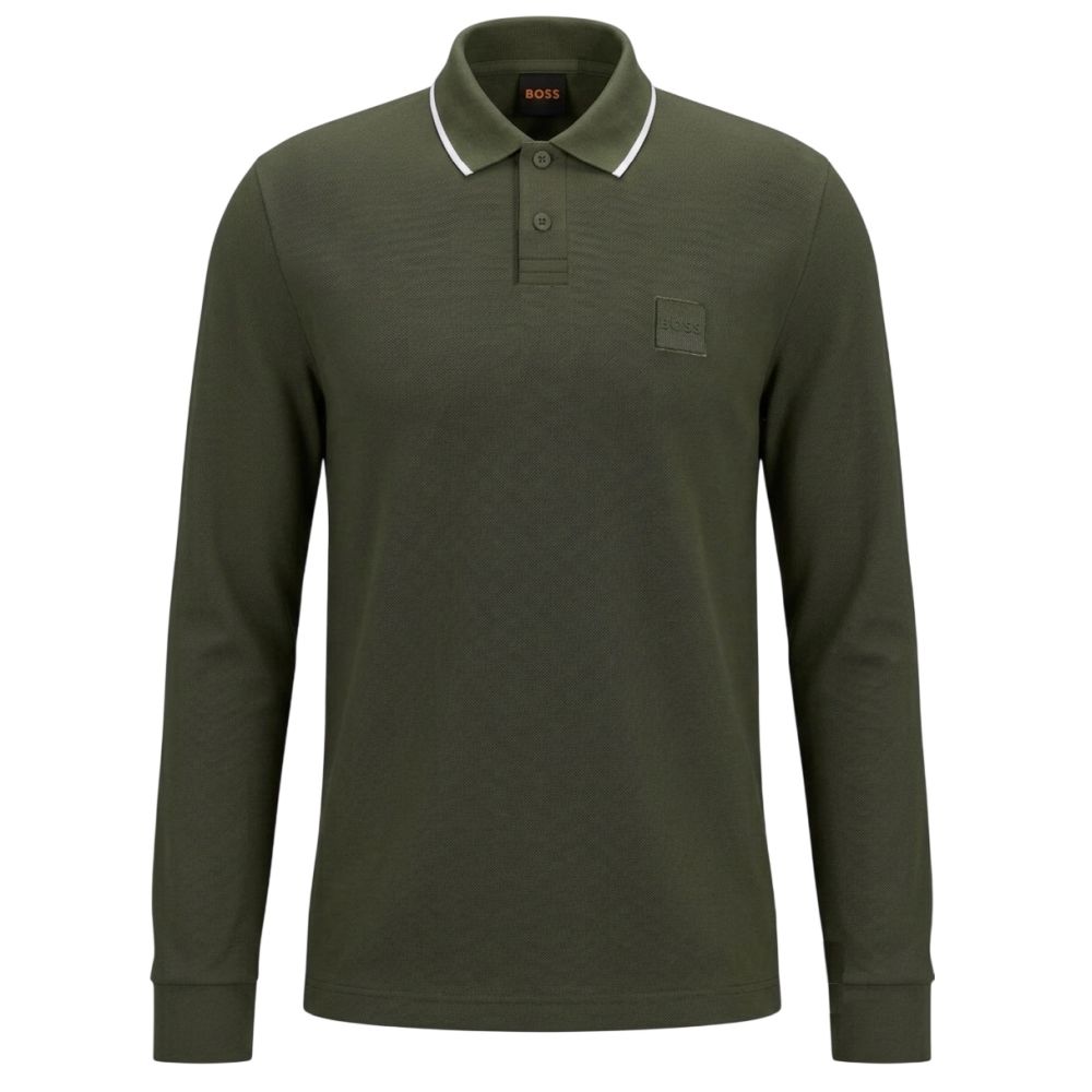 Boss Passerford Longsleeve Polo Donker groen