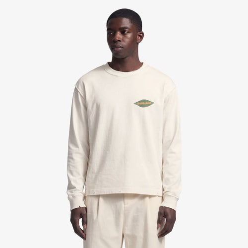 Bram’s Fruit Distressed Leaf Longsleeve T-shirt Off White