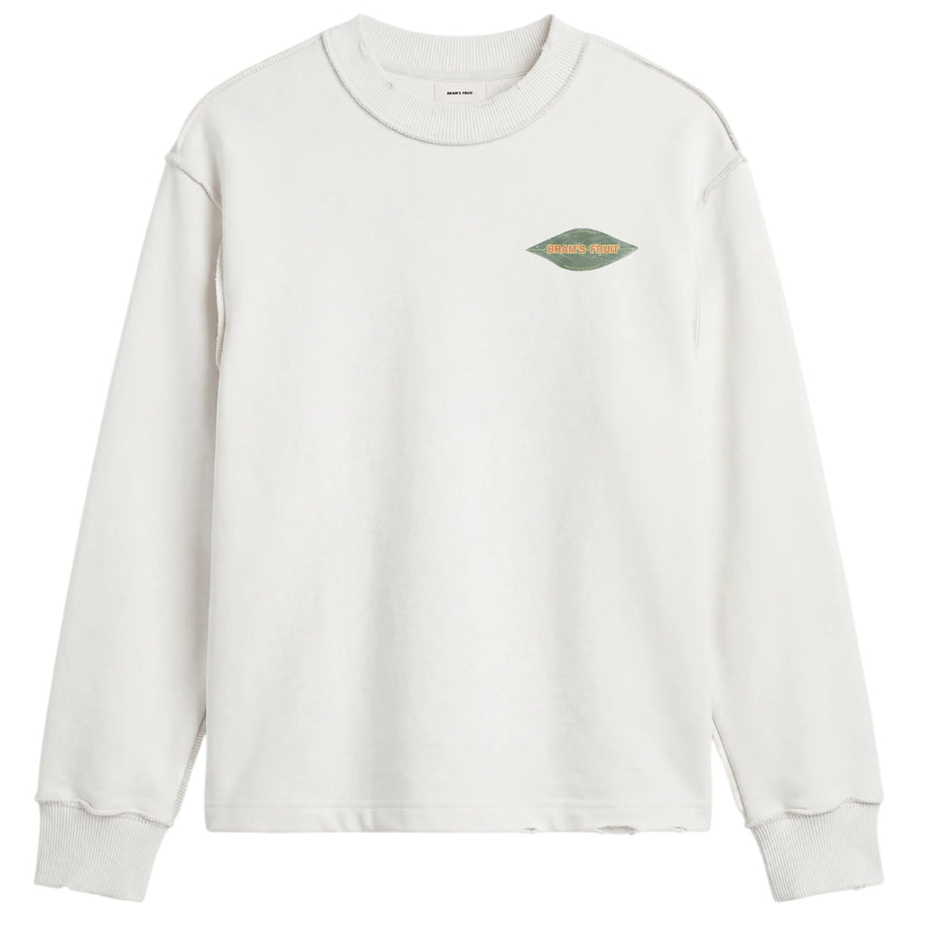 Bram’s Fruit Distressed Leaf Longsleeve T-shirt Off White