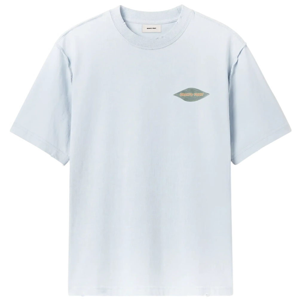 Bram’s Fruit Distressed Leaf T-shirt Licht Blauw