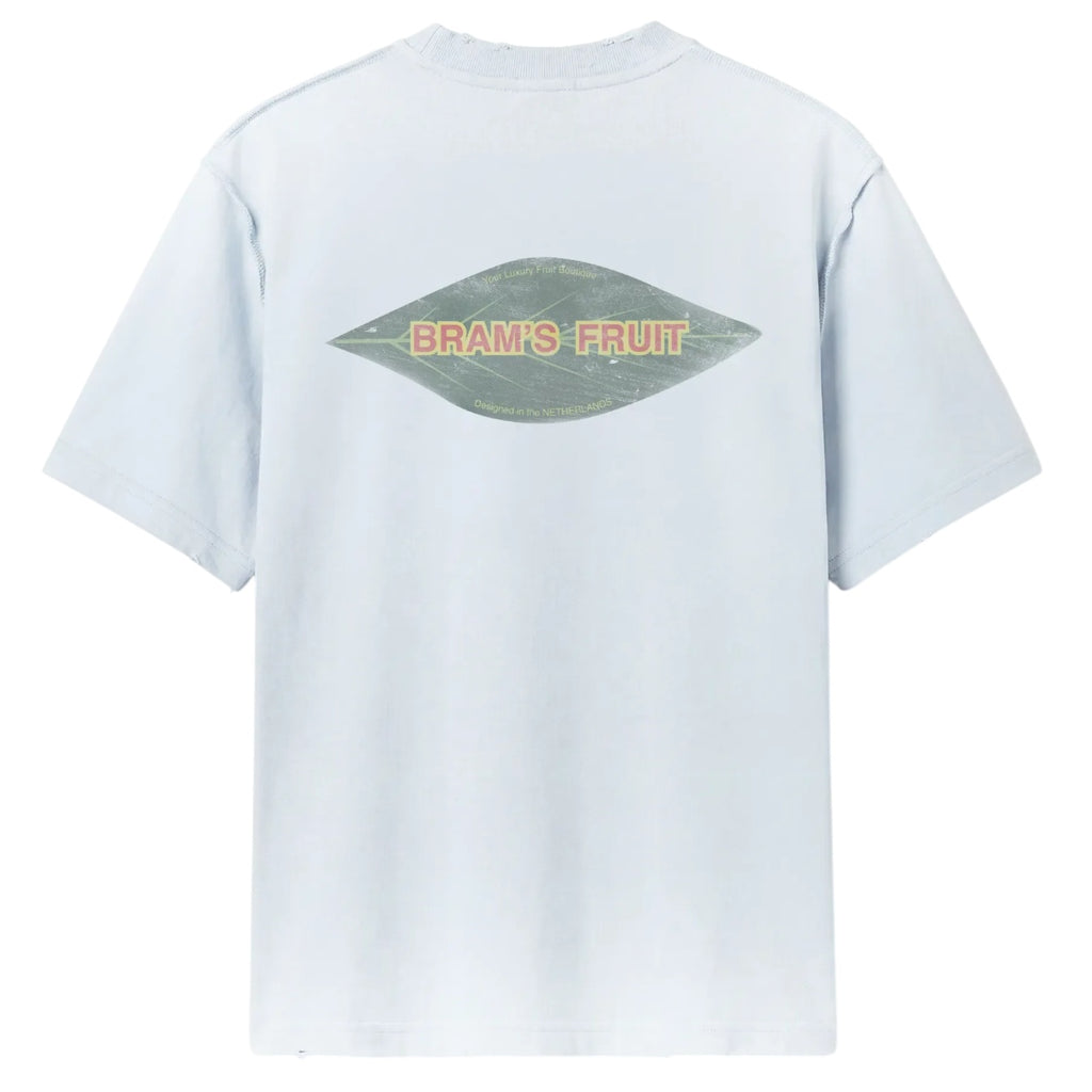 Bram’s Fruit Distressed Leaf T-shirt Licht Blauw