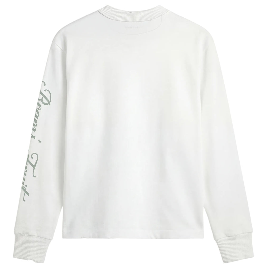 Bram’s Fruit Distressed Script Logo Longsleeve T-shirt Off White