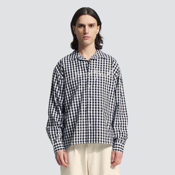 Bram's Fruit Garden Hose Chain Stitch Overshirt Zwart/Wit