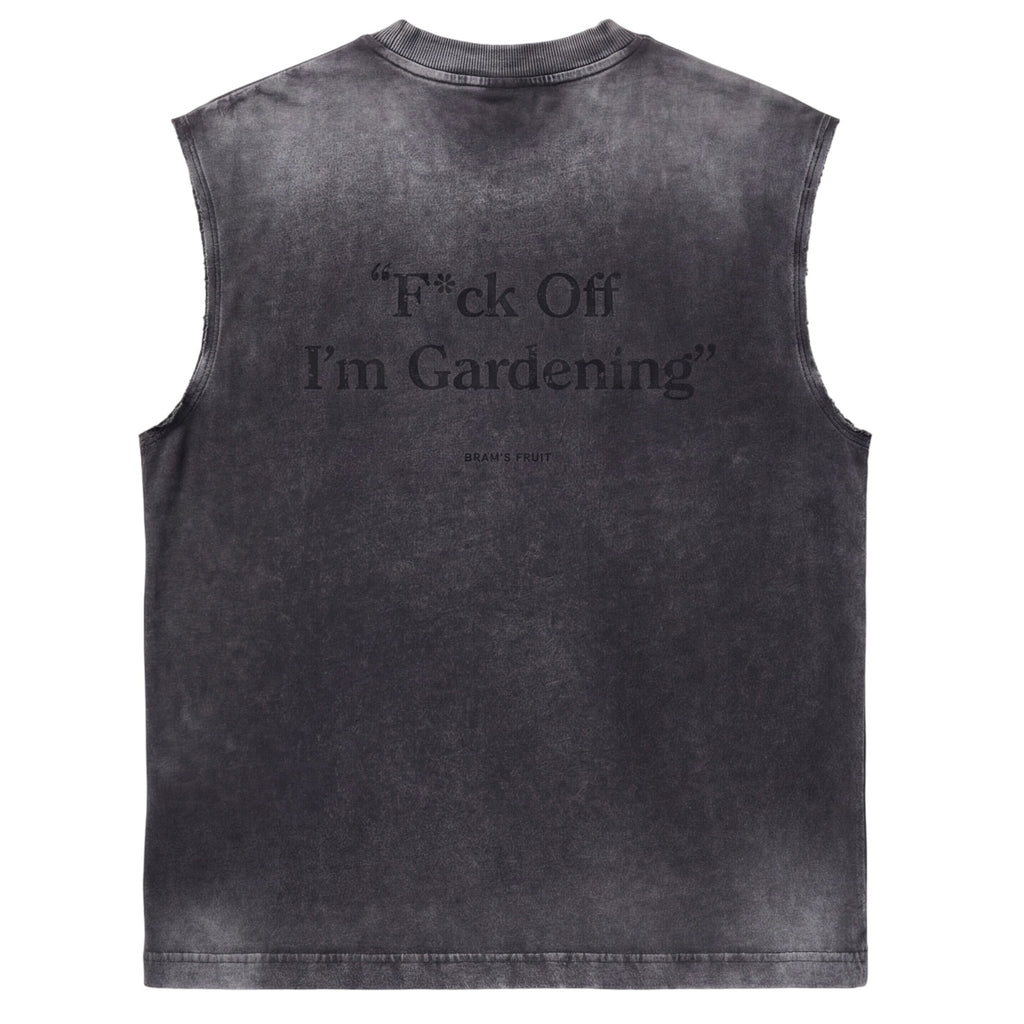 Bram's Fruit Gardening Distressed Sleeveless T-shirt Zwart