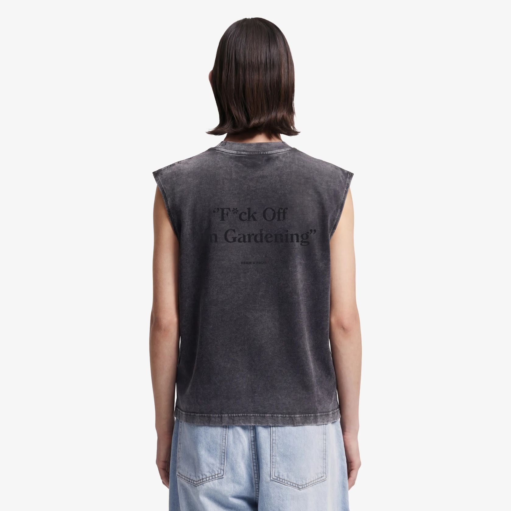 Bram's Fruit Gardening Distressed Sleeveless T-shirt Zwart