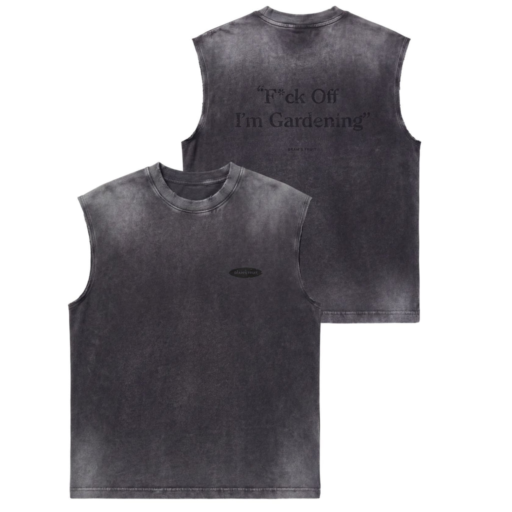 Bram's Fruit Gardening Distressed Sleeveless T-shirt Zwart