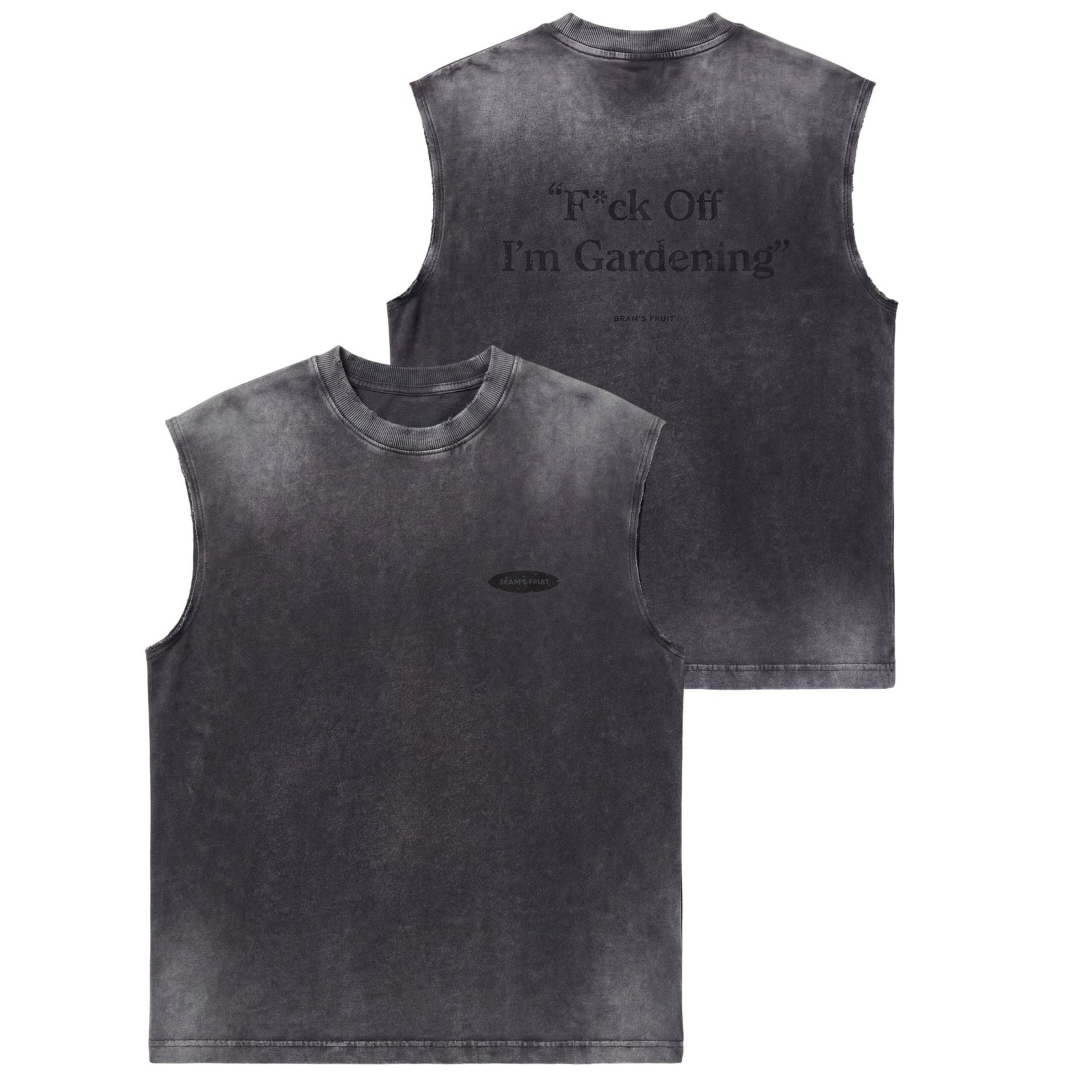 Bram's Fruit Gardening Distressed Sleeveless T-shirt Zwart