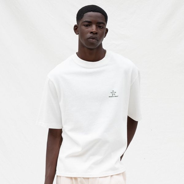 Bram's Fruit Outline Lemon T-shirt Wit
