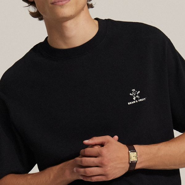 Bram's Fruit Outline Lemon T-shirt Zwart