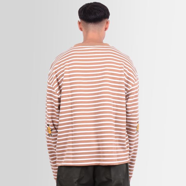 Bram's Fruit Striped Longsleeve T-shirt Wit/Bruin