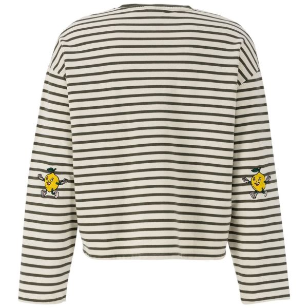 Bram's Fruit Striped Longsleeve T-shirt Wit/Groen